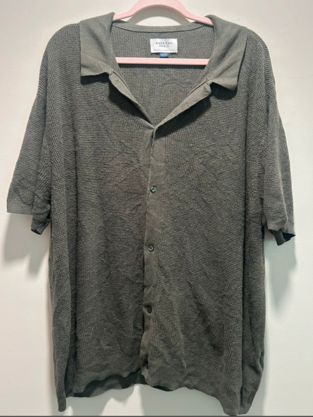 American Eagle Olive Green Knit Short Sleeve Cardigan